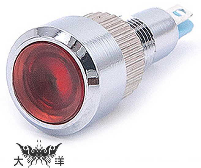 大洋國際電子 8mm 銅鍍鉻高頭指示燈, 1個, DC24V 白色, DC24V 白色