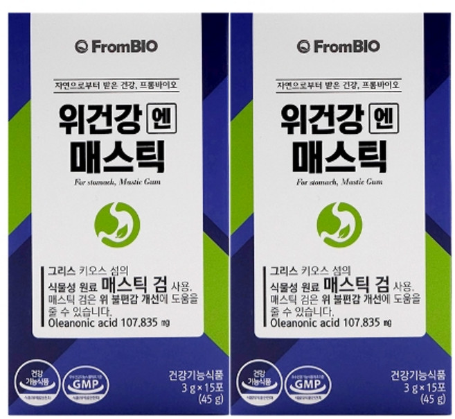 프롬바이오 이병헌 위건강엔 매스틱 15포 2개 한달분, 45g