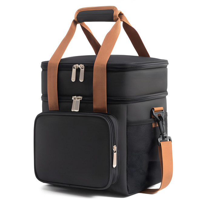 뚜르드 2단 보냉가방 아이스가방 보냉백 도시락가방 쿨러백, 중형 15L 블랙, 1개