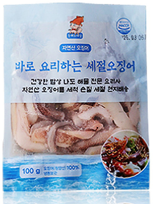[ 8팩 또는 16팩 구성 ] 나눔본가 동해 오대감 세절 오징어 절단 자연산 손질 오징어, 1세트, 800g