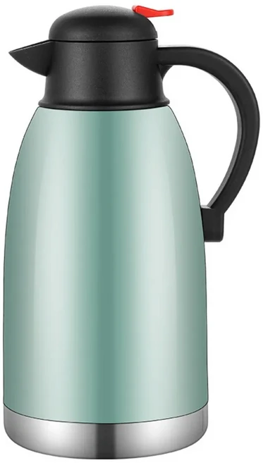 쿠쿠스토어 2L 보온 커피 주전자 스테인리스 스틸 이중층 단열 낙하 방지 누수 뚜껑 진공 물병 레스토랑, 01 1.5 L, 01 Green