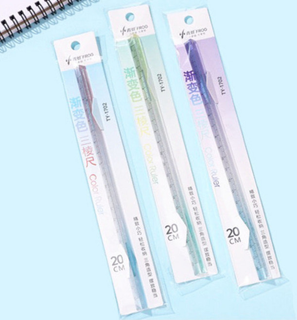 20cm 투명 입체 삼각기둥 눈금자 선그리기 독서 밑줄 학습 수학교구 스케일 길이 준비물 직각 초등수학