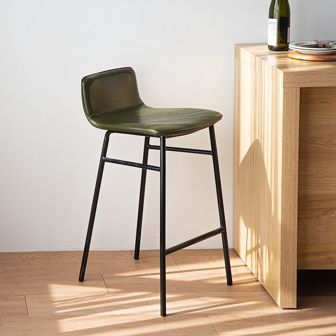 빈 가죽 홈바의자 높은 아일랜드 바 의자 체어, 카키