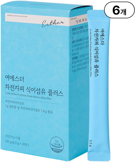 본사직영 여에스더 차전자피 식이섬유 플러스, 6개, 20회분