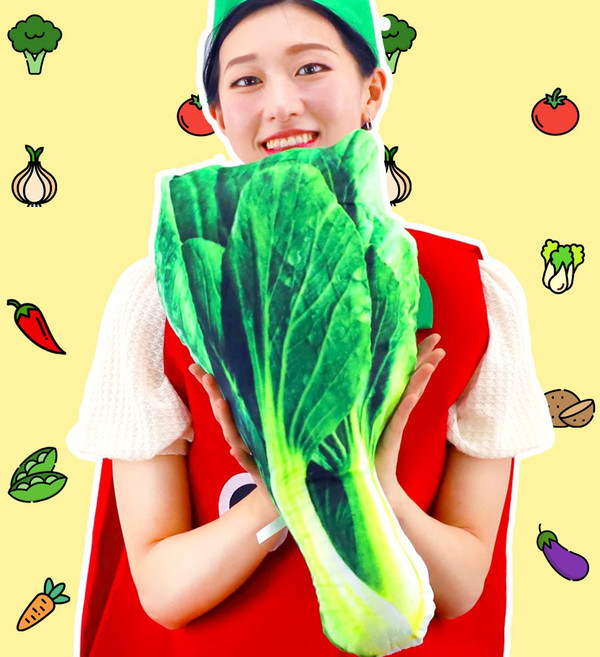 대형 닭다리 쿠션 족발 인형 바퀴벌레 모형 새우 벽돌 베개 특이한 치킨 캠핑 아미 선물, 청경채 쿠션 50cm 야채 채소 모양 베개