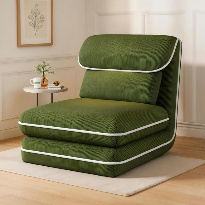 Takata 접이식 소파베드 각도조절 등받이 편안한 다기능 소파, 그린