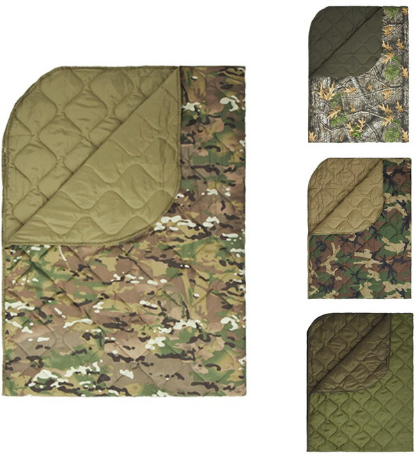MILTOP 밀리터리 이불 사계절 캠핑 블랭킷 야외용 담요 파우치 다용도 텐트 매트 침낭 라이너, 1개, 멀티캠