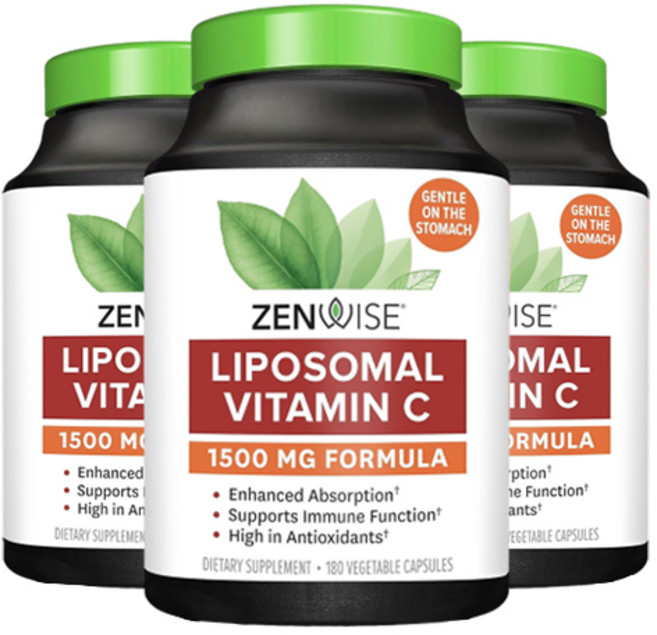 젠와이즈 리포소멀 비타민 C 1500mg 베지테리안 캡슐, 180정, 3개