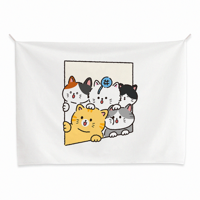 감개무냥 뭐냥뭐냥 고양이 패브릭포스터 가리개천 가림막천