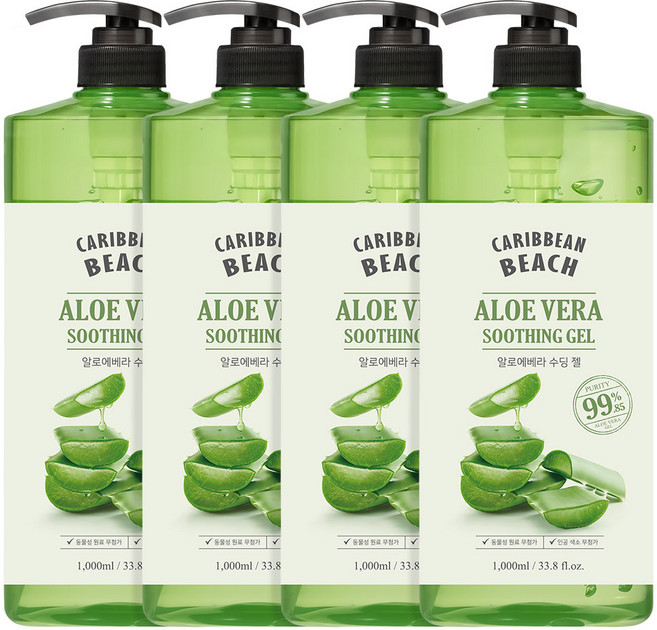 캐리비안비치 대용량 알로에 수딩젤, 1L, 4개
