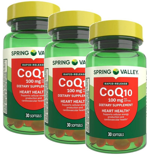 스프링밸리 코큐텐 코엔자임큐텐 100mg 소프트젤 Spring Valley Rapid-Release CoQ10, 3개, 30정