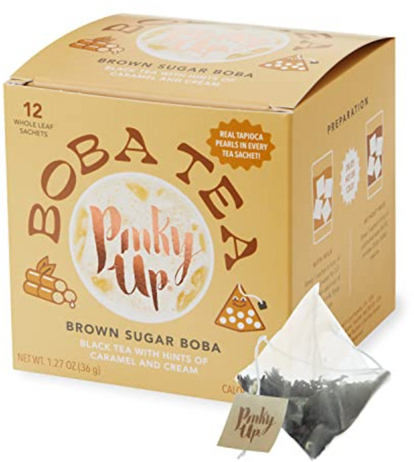 Pinky Up Mango Guava Boba Tea Sachets - Calorie Free Whole Leaf Rooibos Tea Bubble Tea - Boba Gift, 흑설탕, 1개, 36g, 12