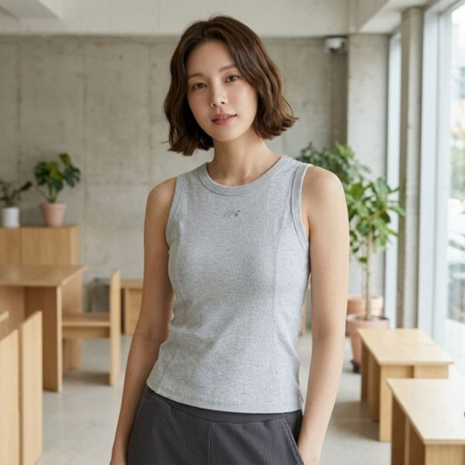 뉴발란스 상의 티셔츠 반팔티 여름 소프트프레쉬골지 여성 라이트그레이 데일리 나시티 운동복 1836256