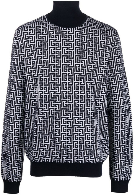 발망 모노그램 인타르시아 터틀 넥 스웨터