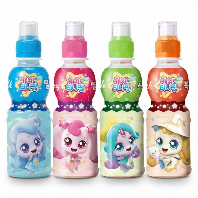 티니핑 음료 4종 혼합 (딸기6 밀크6 복숭아6 사과6) 새콤달콤 캐치티니핑, 24개, 200ml