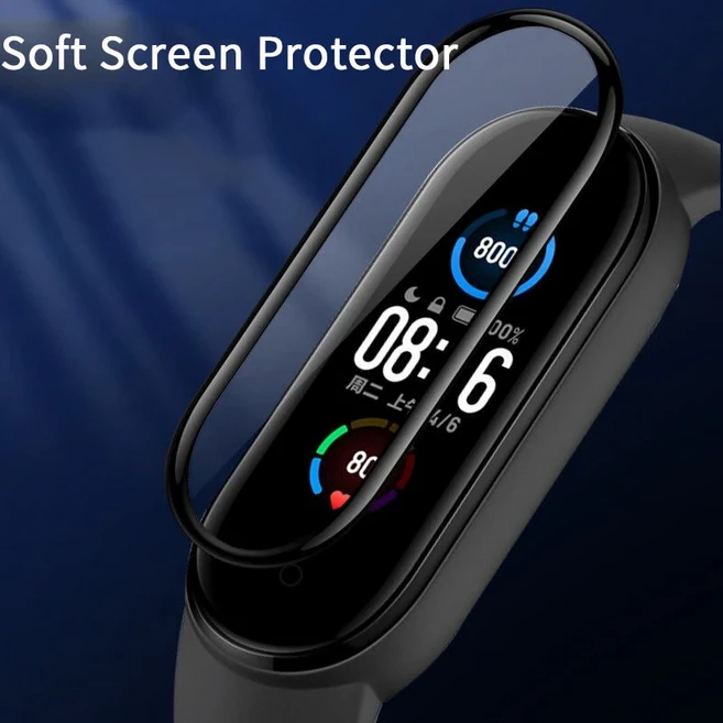 2인 1 케이스 화면 보호기 샤오미 밴드 9 8 7 6 5 4 3 + 필름 전체 커버리지 mi Band NFC, 02 Soft Screen Film, 03 For Mi Band 7