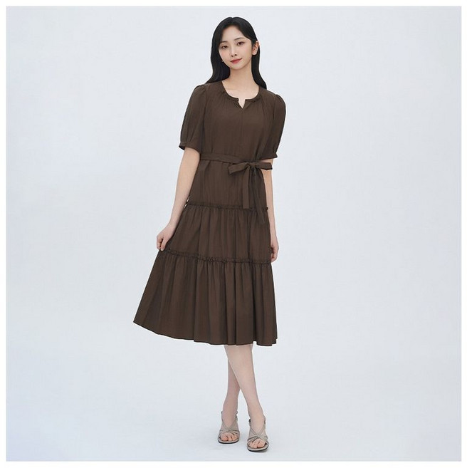 [25신상] [Exclusive] 퍼프 캉캉 벨티드 반팔 원피스 (BKOAF7502)