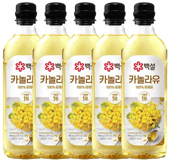 백설 카놀라유 900ml x 5, 5개