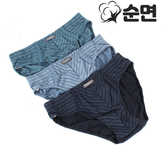 터프가이 남성용 삼각팬티 순면 브리프 3종세트