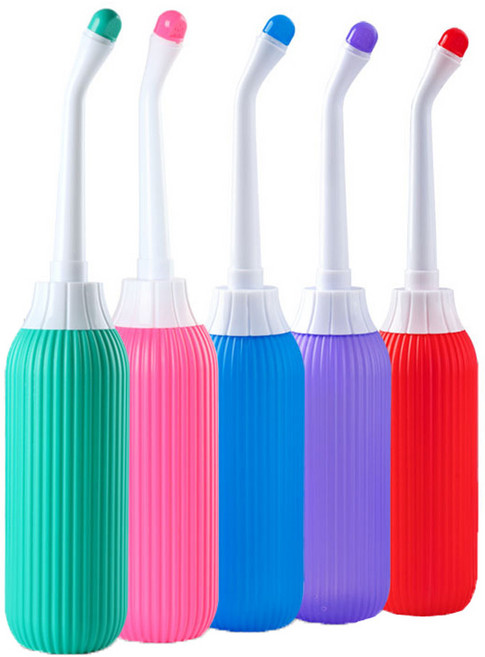 2개 노즐 수동 휴대용 비데 대용량 여행용 캠핑용 필터없는 비대 파우치포함, 핑크