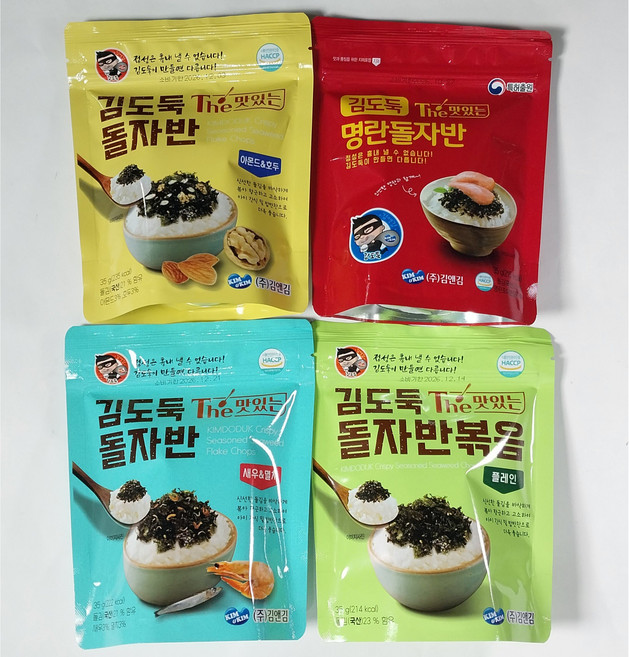 김앤김 김도둑 더 맛있는 돌자반볶음 + 명란돌자반 + 새우멸치돌자반 + 아몬드호두돌자반, 4개, 35g