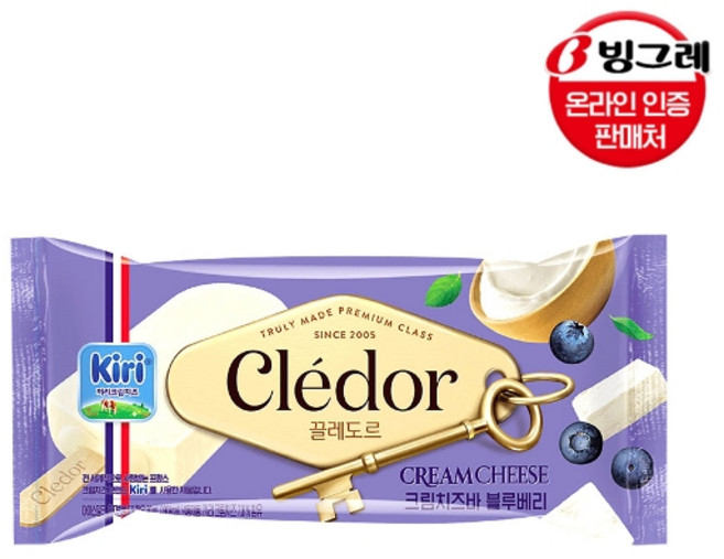 빙그레 끌레도르 아이스크림 바, 크림치즈 블루베리, 85ml, 12개