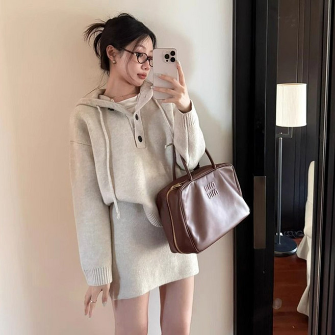 메이킹유 후드 니트 스커트 투피스 WB2249아르벨세트