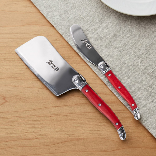 장네론 라귀올 버터나이프 + 치즈커터 세트, 1개, 레드