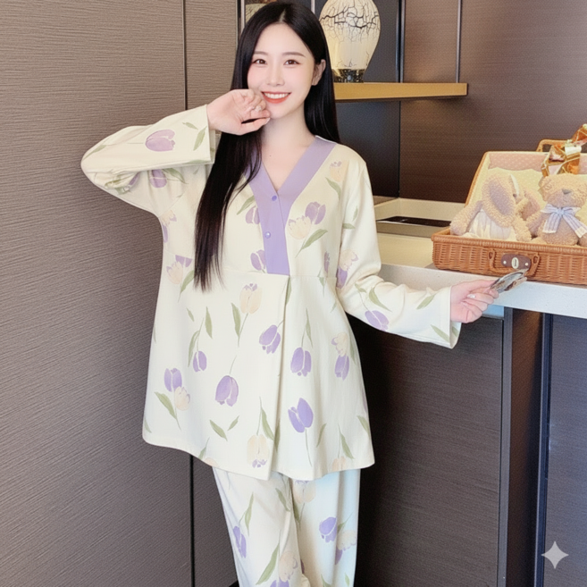 슬루아 코지 수유잠옷 상하세트 여성홈웨어 임산부 부드러운 파자마 임부복