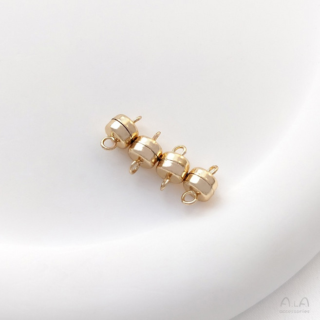 Ala 14K包金 漢堡形磁鐵扣 手工DIY飾品配件, 1個, 14K 5.8x10mm漢堡磁扣1個