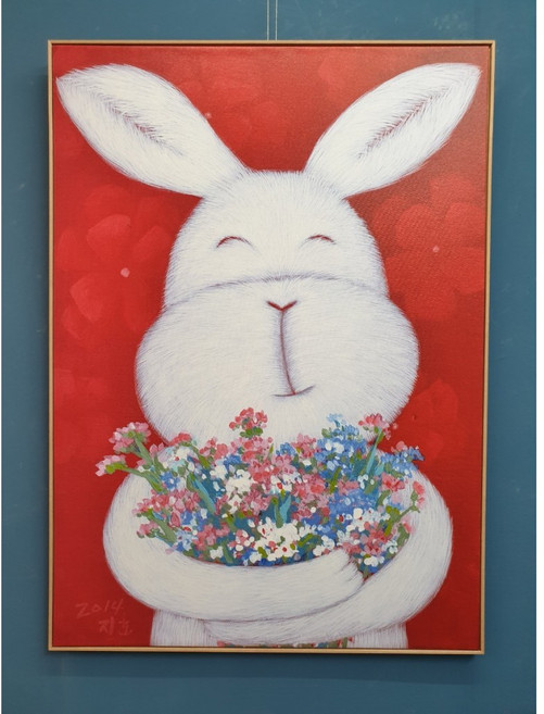 제이플아트 아이방 인테리어 행복토끼 송지호 - 행복 집들이 그림선물 포스터액자