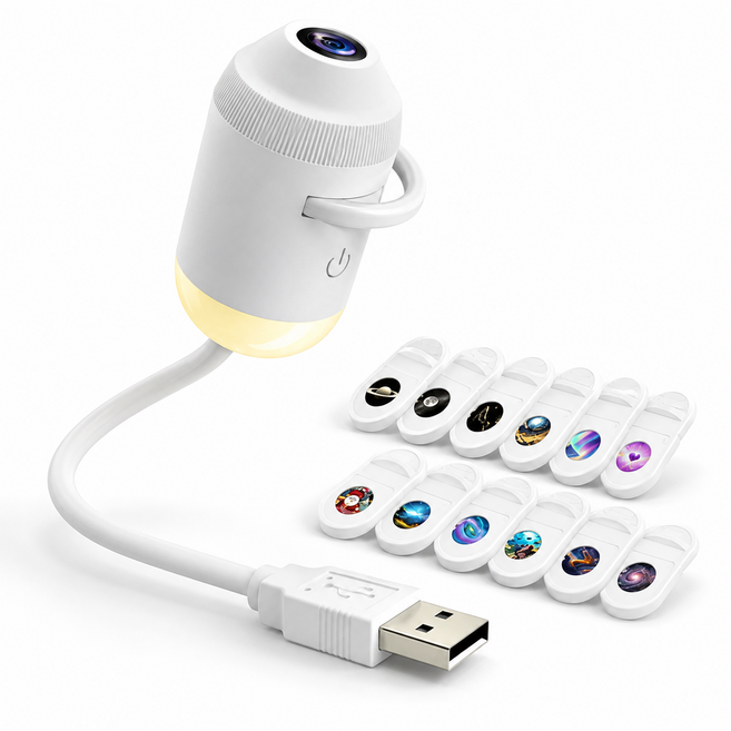 2위 - 키플릭 별빛 무드등 USB 고화질 우주 12종 필름 수면등, 화이트