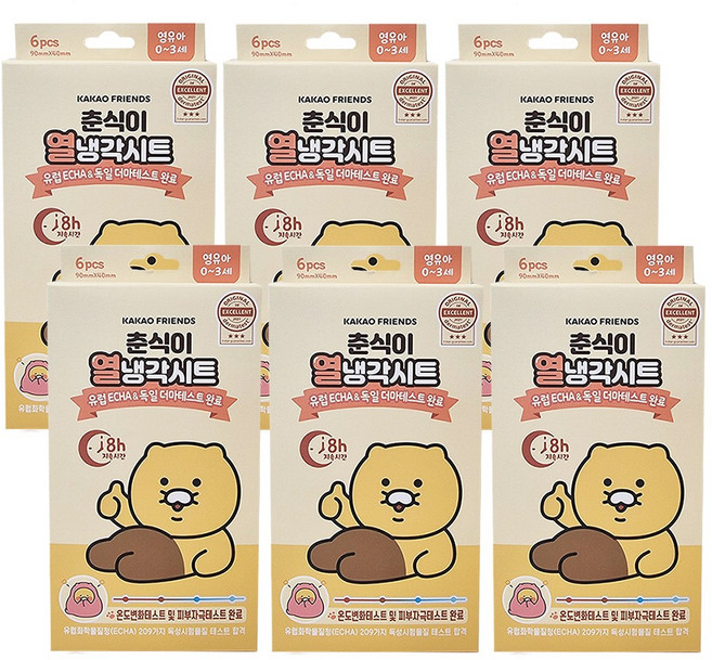 해호 춘식이 열냉각시트 영유아용 6매입, 6개