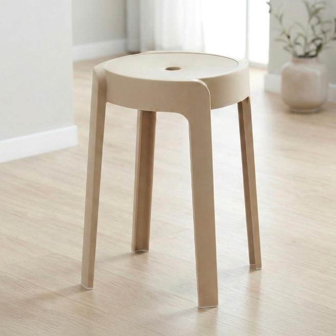 벨라까사 모던한 다용도 원형 스툴 화장대 보조의자, 상품선택, 베이지, 1개