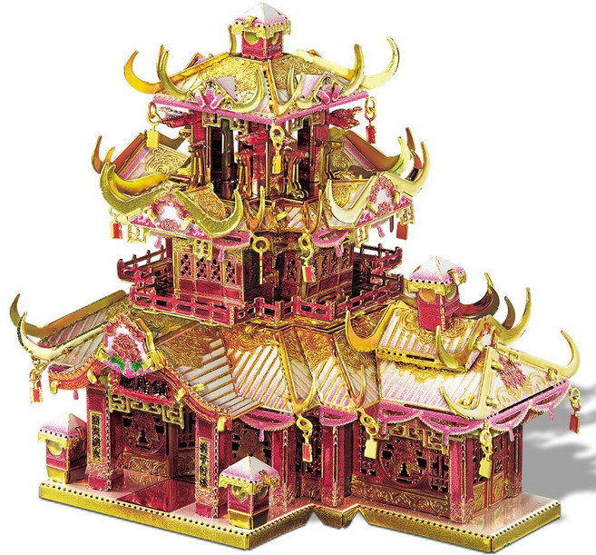 Piececool-3D 금속 퍼즐 어린이용 중국식 고대 건물 조립 모델 키트 두뇌 티저 퍼즐 장난감 홈 데코레이, 05 ROUGE SHOP, 한개옵션1, 1개