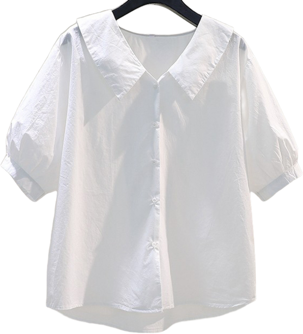 Asure 여성 반팔 셔츠 루즈 브이넥 스트라이프 셔츠