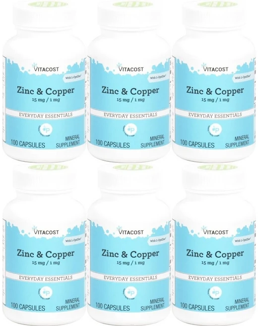 비타코스트 아연 15mg 구리 1mg, 100정, 6개, 100정 - 쿠팡