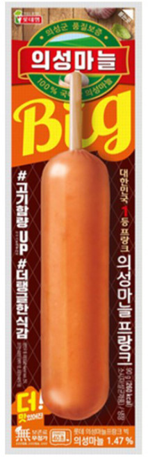 롯데햄 빅 의성마늘 프랑크 소시지 90g X 30개 / 핫바 후랑크 소세지