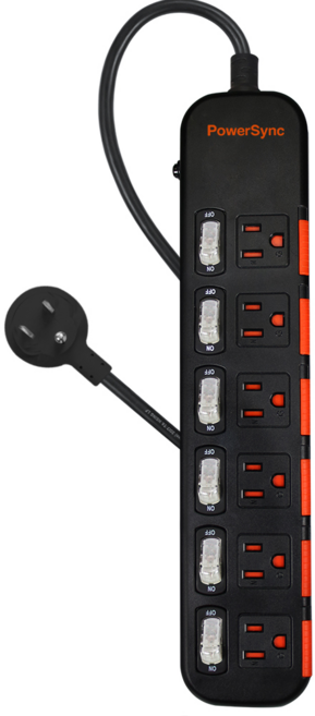 群加3P6開6插防塵防雷擊電源延長線，1.8米/2.7米可選，安全防雷擊，多插座設計, 1個, 1.8m, 黑色