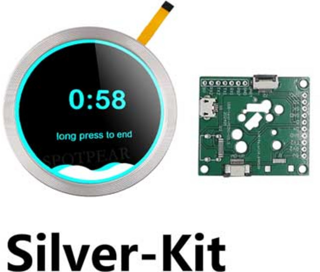ESP32 개발 보드 2.1 인치 480x480 원형 회전식 손잡이 LCD 스마트 스크린 Arduino 용 디스플레이 LVGL, [02] Push-Knob-Silver-Kit, 1개