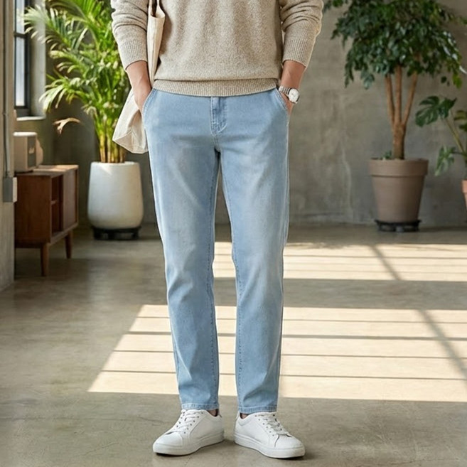 [GTM] GTM-BR 1013 스탠다드인밴딩데님팬츠 남성 히든밴딩 스탠다드핏 워싱 청바지 빅사이즈