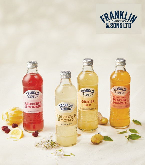 [영국] 프랭클린 스파클링 탄산 음료 엘더플라워 레모네이드 탄산수, 피치앤망고, 350ml