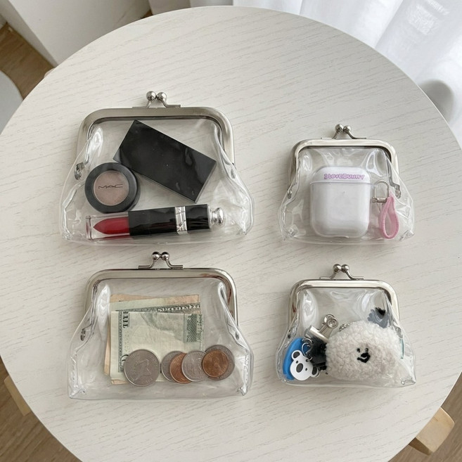 르빈스 2+2 미니 똑딱 투명 파우치 연예인파우치