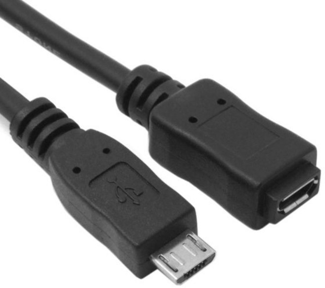 CYDZZihan 블랙 풀 핀 연결 마이크로 USB 2.0 유형 5 남성-여성 케이블 피트 (1.5m) 태블릿 및 전화 OTG 확장 용, 01 Black, 1개