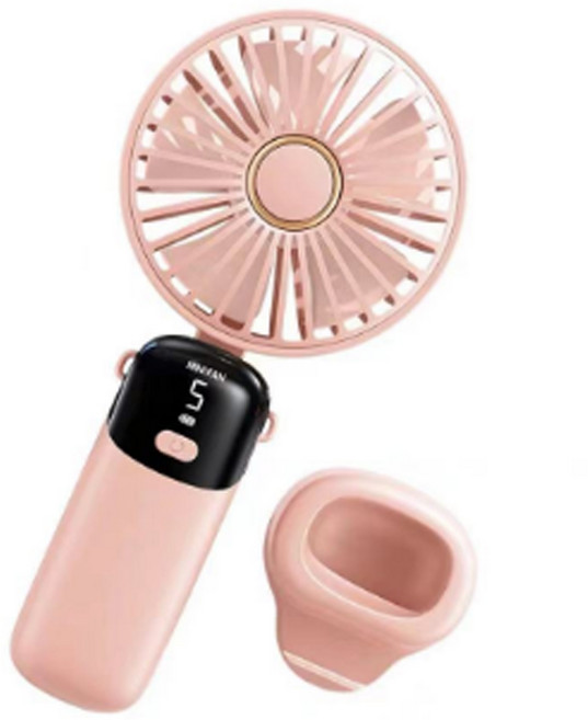루이스 무선 급속 휴대용 선풍기 거치 스탠드 팬 휴대용 핸디 손 선풍기, 핑크