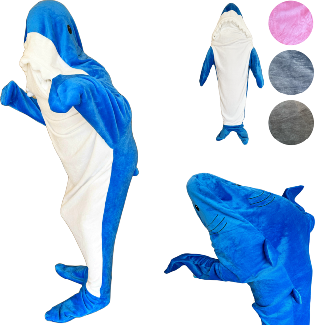 [리쿠찌] 상어옷 사계절담요 동물잠옷 상어의상 캠핑 입는담요 부드러운재질 플란넬 봄 여름 가을 겨울 담요 후드티 침낭
