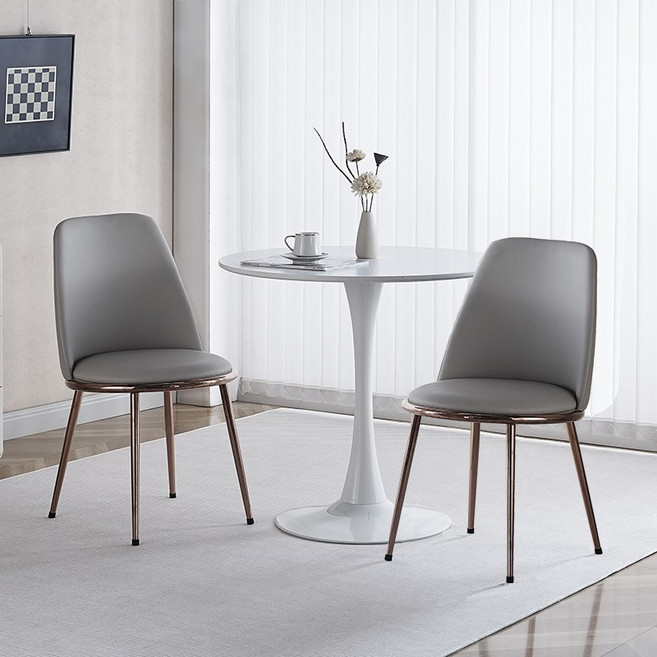 가죽 식탁의자 디자인체어 2개입, 2개, 라이트 그레이