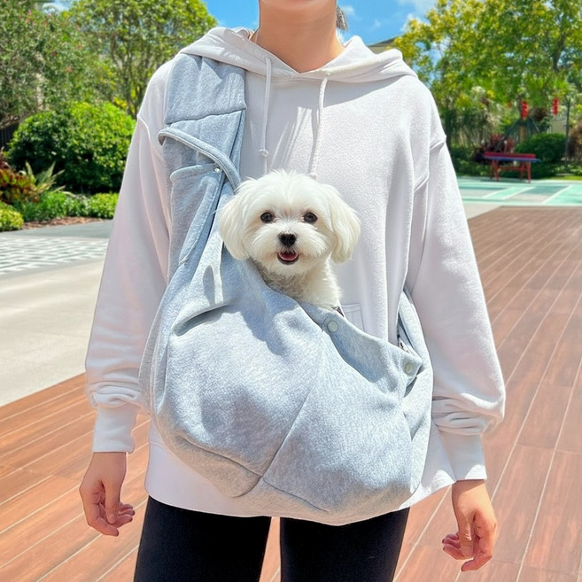 강아지 포대기 슬링백 반려동물 이동가방, 1개, 그레이