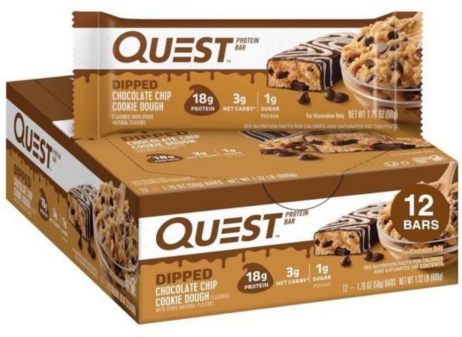 퀘스트 뉴트리션 딥 초콜릿칩 쿠키도우 단백질바 저탄고지 키토바 키토단백질바 글루텐프리 12개들이