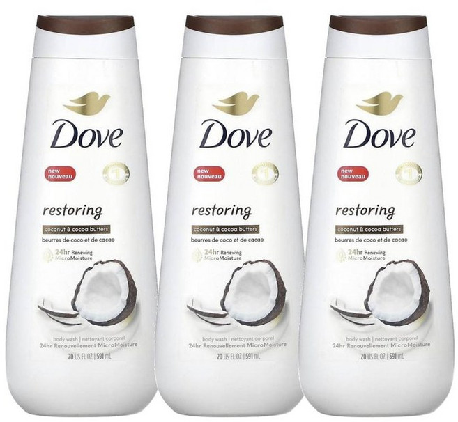 Dove 도브 코코넛 바디워시 650ml x3팩 코코넛 앤 카카오버터